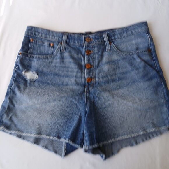 J. Crew Jeans Womens High Rise Denim Shorts Exposed Button Fly Size 31 - Picture 1 of 8
